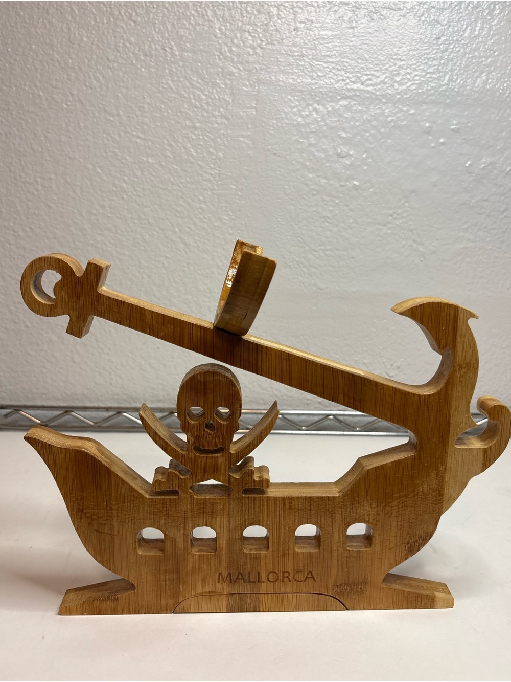 Bamboo Pirate Ship Decorative Accent - Natural Brown